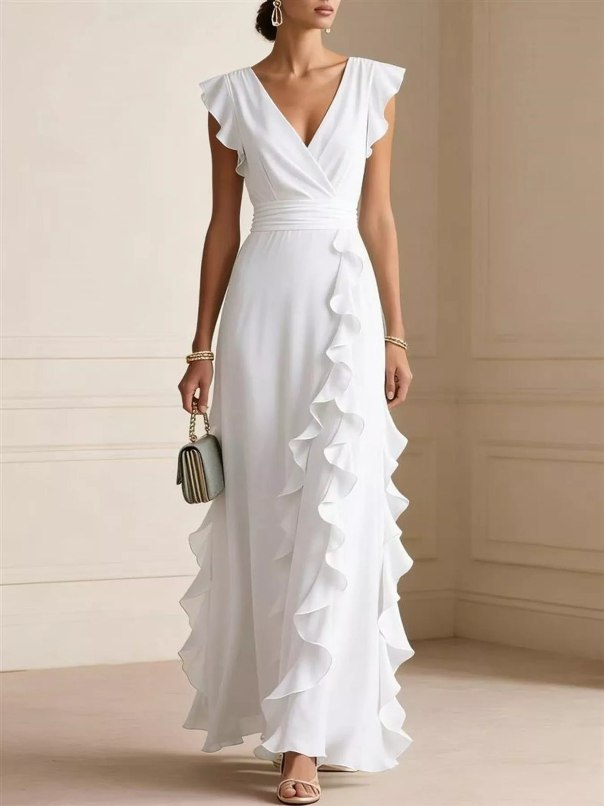 Ruffled Surplice Maxi Dress - alternate view 11