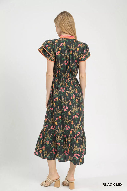 Mix Floral Midi Dress - alternate view 3