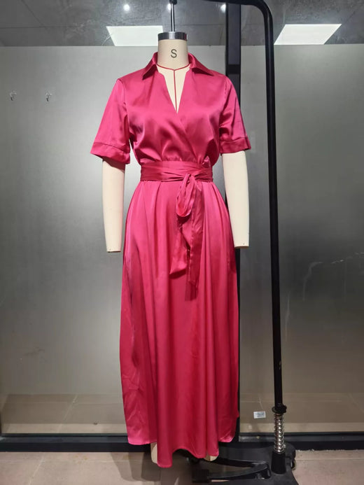 Collared Neck Maxi Shirt Dress - alternate view 2