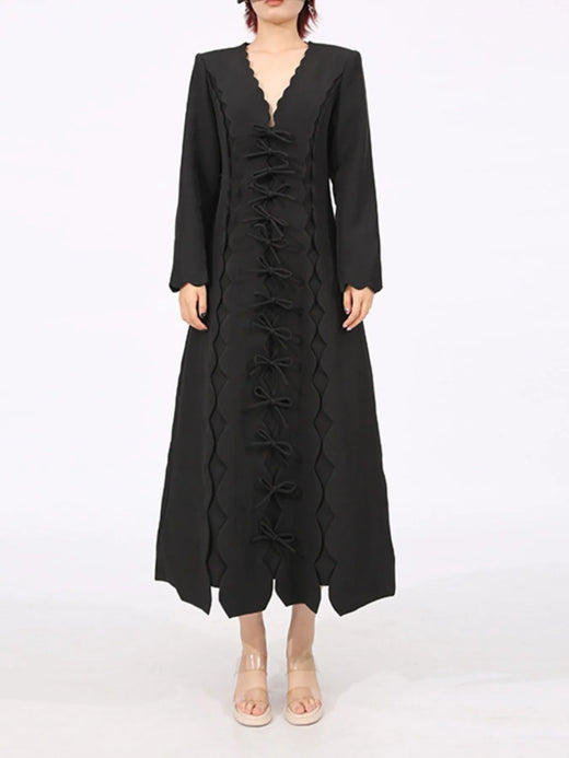 Long Sleeve Bow Front Midi Dress - alternate view 4