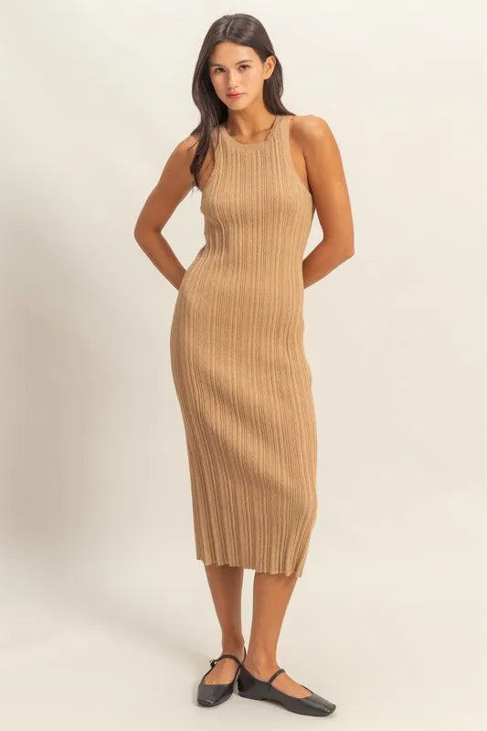 HYFVE Round Neck Bodycon Ribbed Knit Dress - alternate view 2