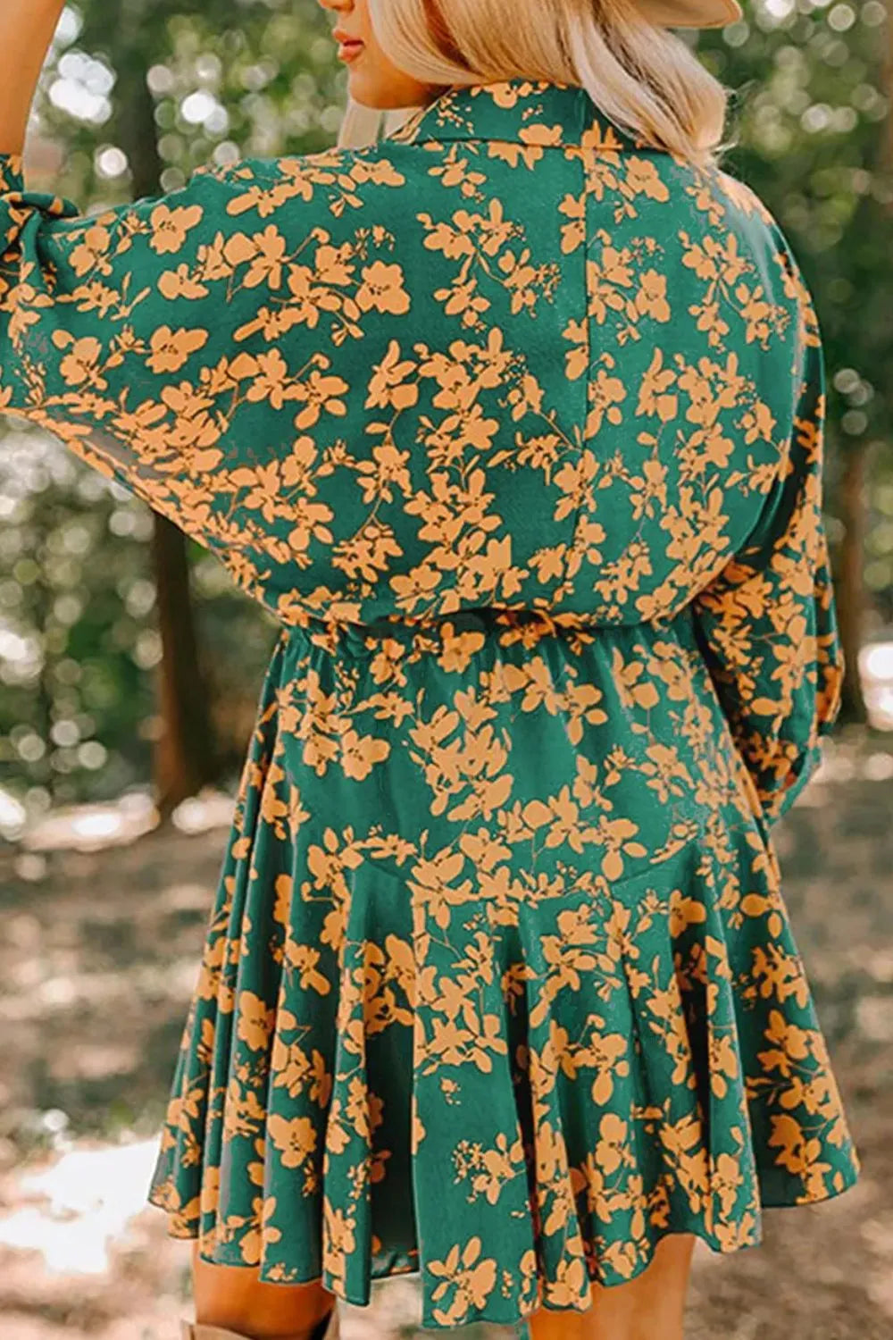 Printed Three-Quarter Sleeve Mini Dress - alternate view 3