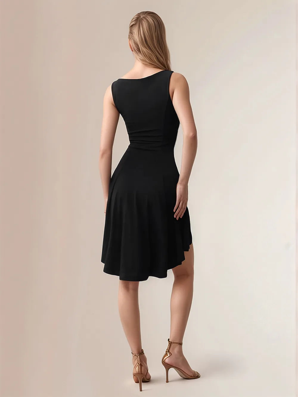High-Low Round Neck Sleeveless Mini Dress - alternate view 2