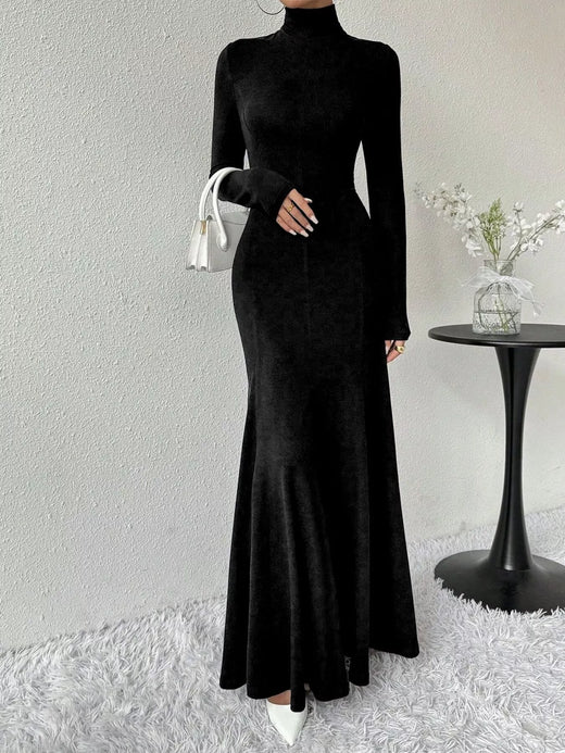 Turtleneck Long Sleeve Maxi Mermaid Dress - alternate view 3