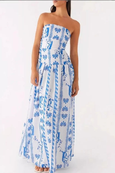 Strapless Ruched Maxi Dress - alternate view 7