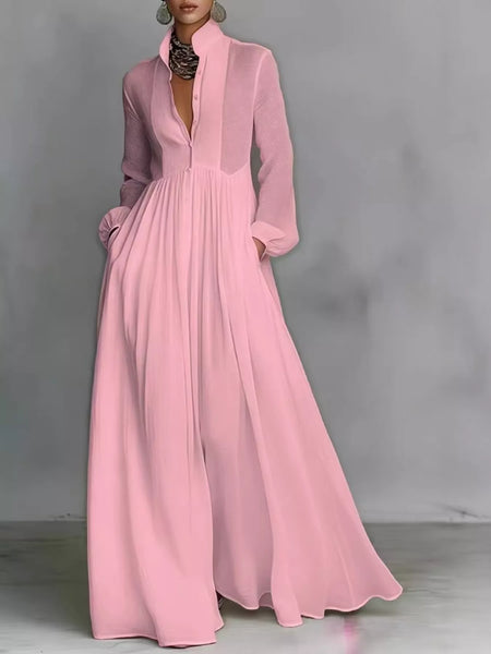 Full Size Long-Sleeve Button Front Maxi Dress Plus Size - alternate view 31