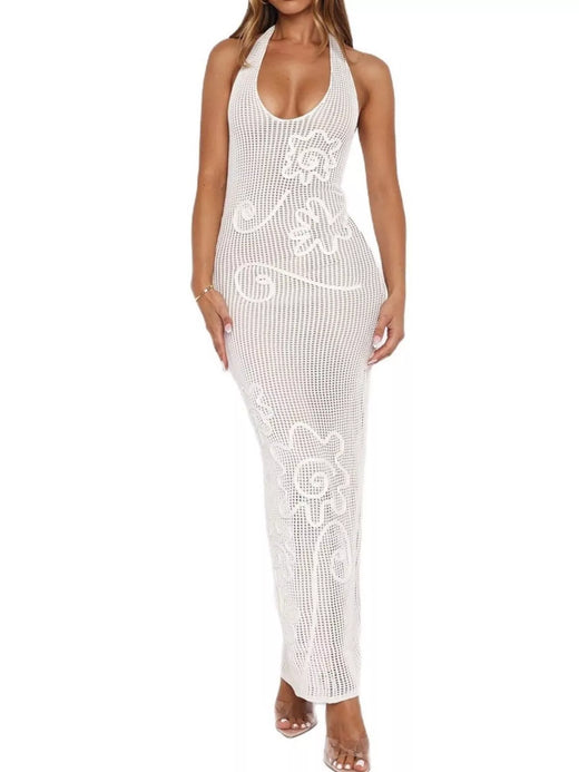 Halter Neck Crochet Maxi Dress - alternate view 3