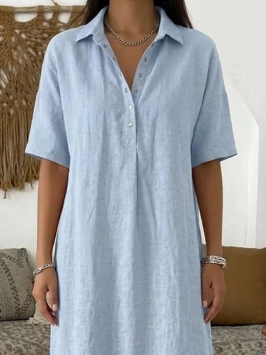 Button Detail Half Sleeve Dress - alternate view 2