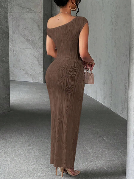 Asymmetrical One Shoulder Bodycon Maxi Dress - alternate view 9