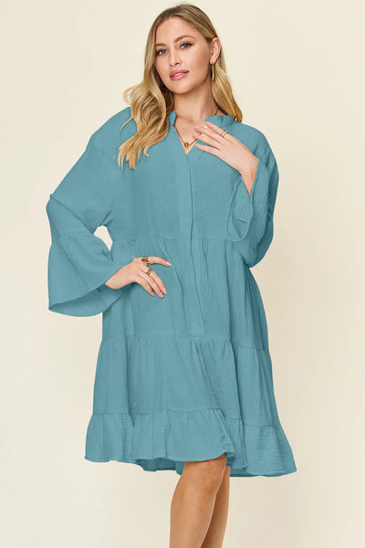 Button Up Ruffle Hem Dress - alternate view 4