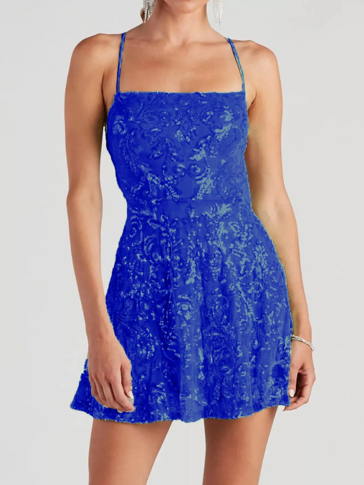 Sequin Square Neck Mini Dress - alternate view 16