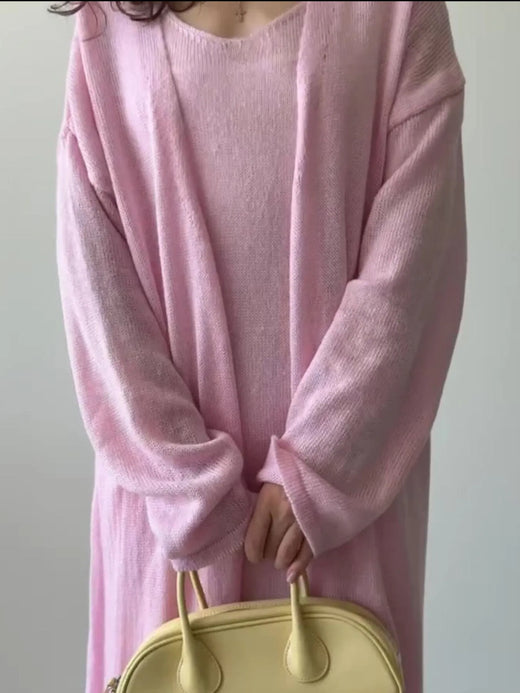 V-Neck Knit Dress and Cardigan Sweater Set - alternate view 6