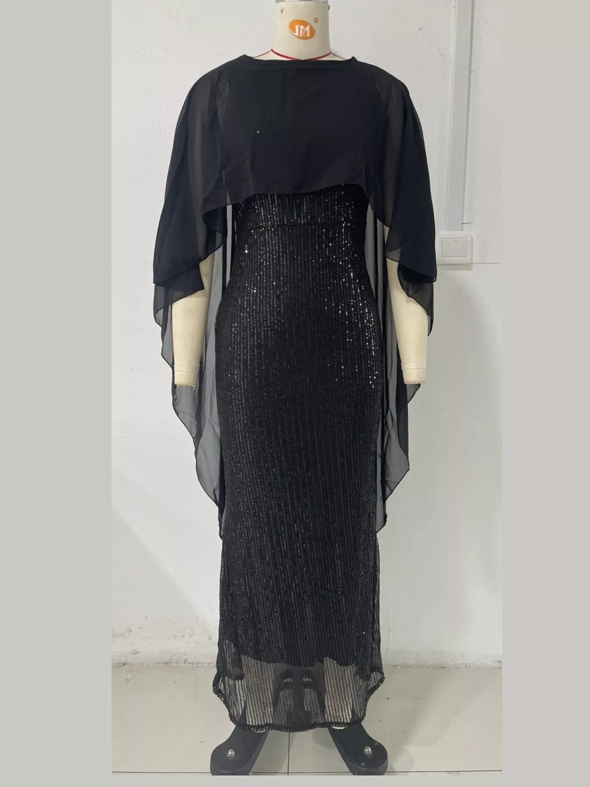 Sequin Cape Overlay Evening Dress - alternate view 12