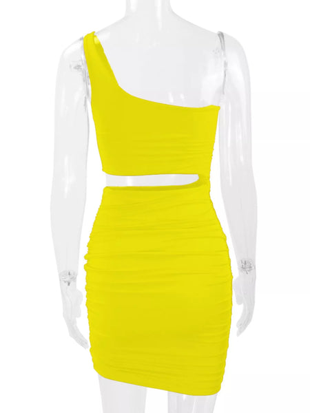 One-Shoulder Cutout Ruched Bodycon Mini Dress - alternate view 88