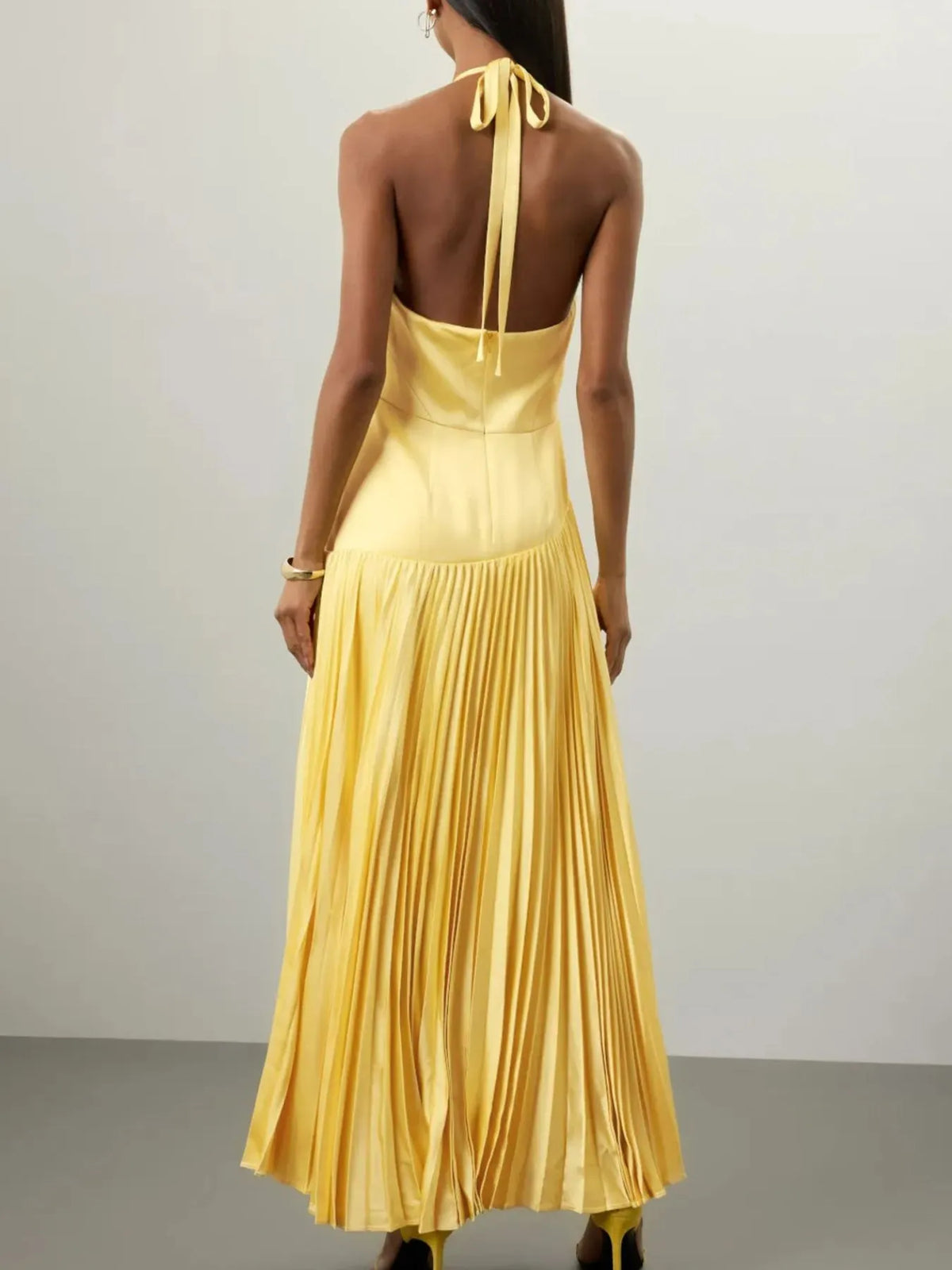 Pleated Halter Neck Sleeveless Maxi Dress - alternate view 7