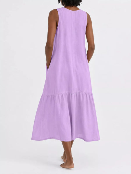 Full Size V-Neck Button Front Sleeveless Midi Dress Plus Size - alternate view 28