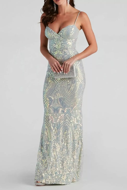 Sequin Mermaid Evening Maxi Cami Dress - alternate view 3
