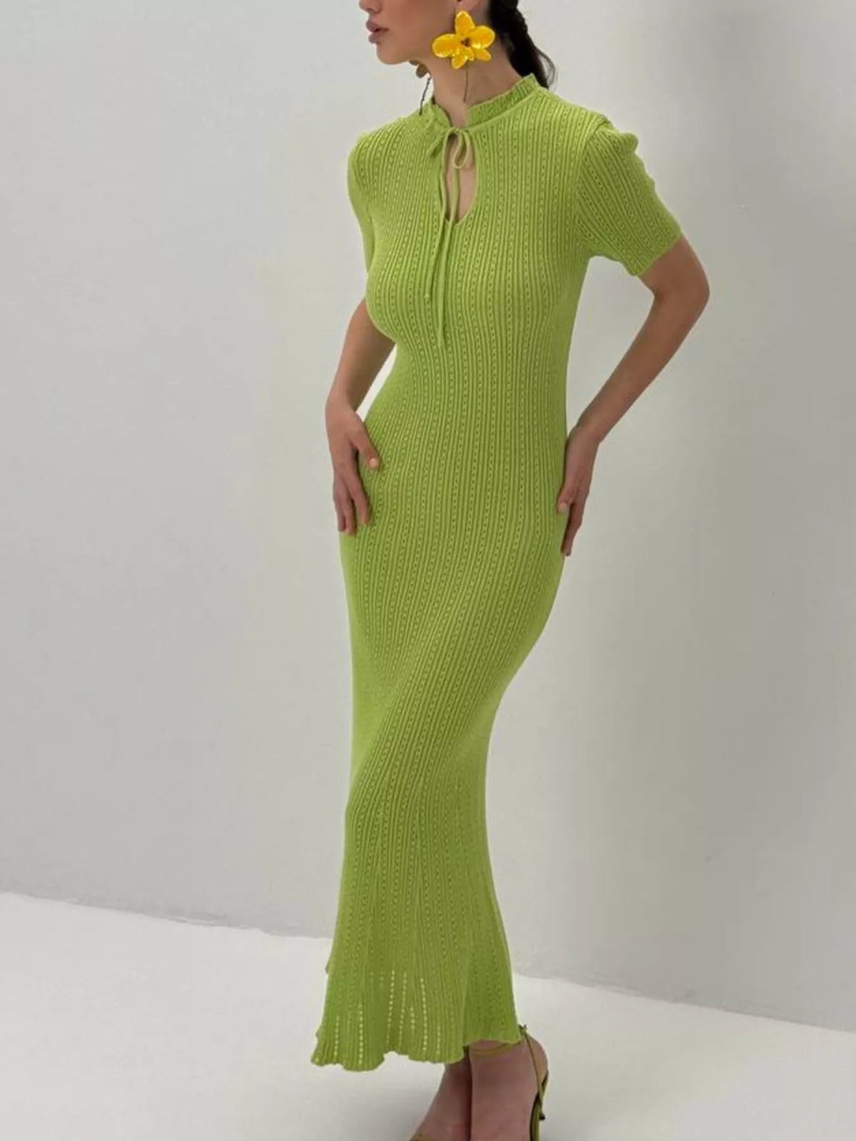 Short Sleeve Knitted Mermaid Dress - alternate view 3
