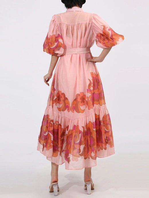 Button Front Puff Sleeve Dress - alternate view 3