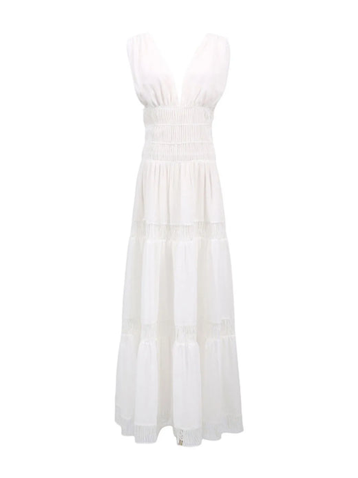 Tiered V-Neck Sleeveless Maxi Dress - alternate view 3