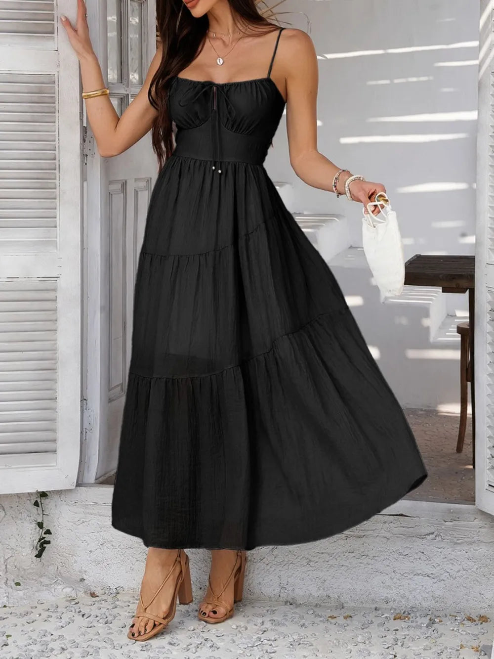 Devine Smocked Tiered Maxi Cami Dress - alternate view 7