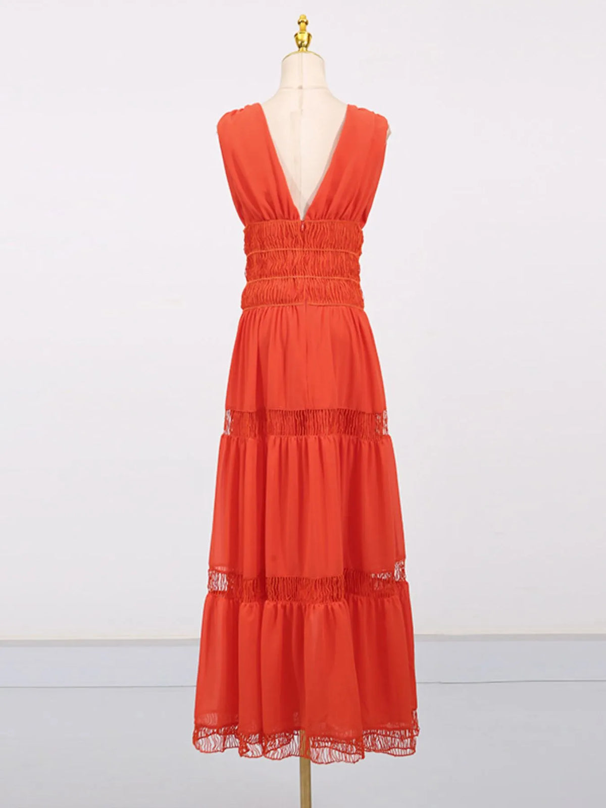 Tiered V-Neck Sleeveless Maxi Dress - alternate view 16