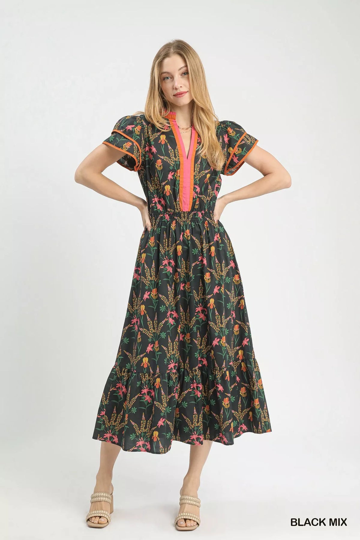 Mix Floral Midi Dress - alternate view 4