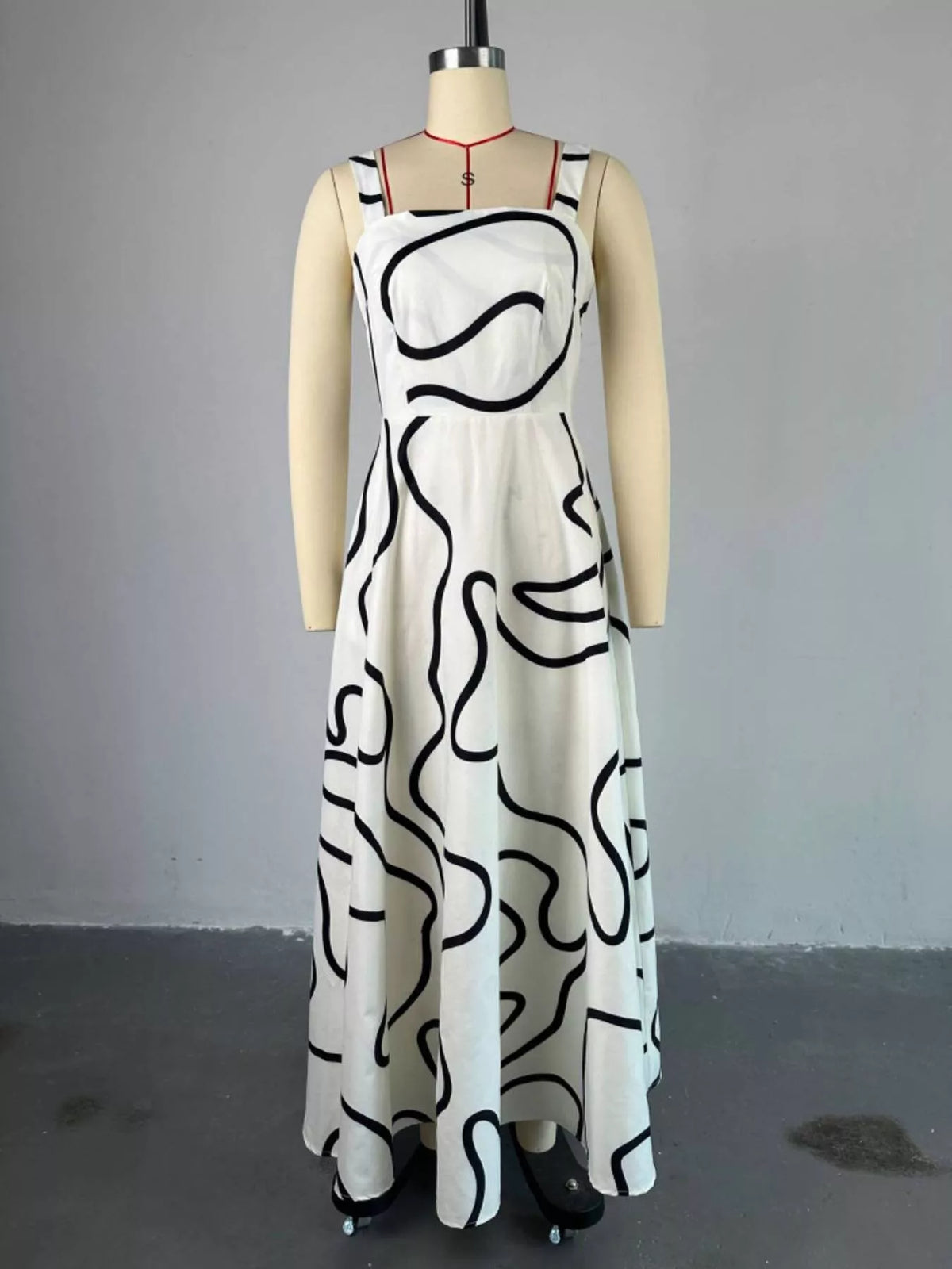Abstract Print Square Neck Midi Dress - alternate view 3