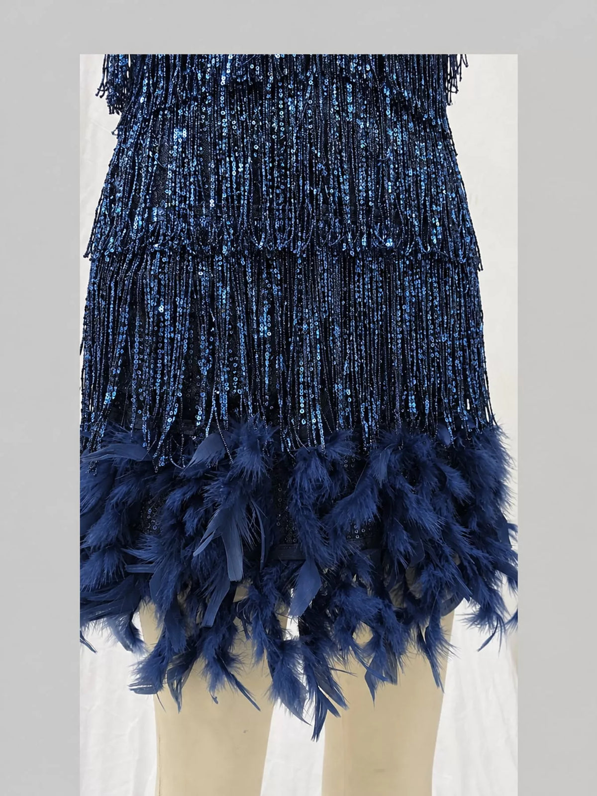Full Size Feather Fringe Sequin Mini Dress Plus Size - alternate view 20