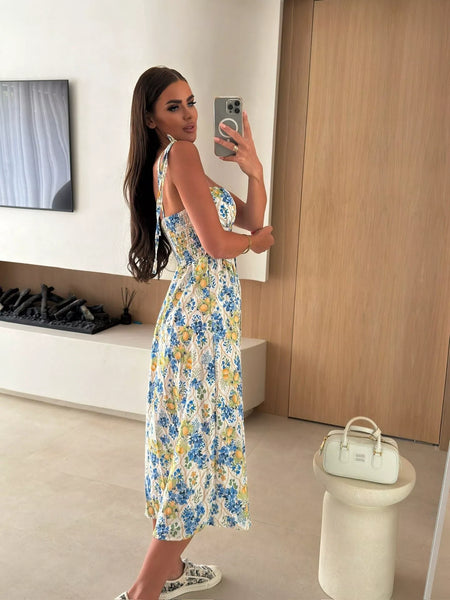 Printed Tie-Strap Midi Dress - alternate view 19