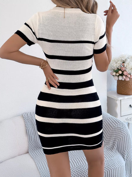 Striped Bodycon Knit Mini Dress - alternate view 11
