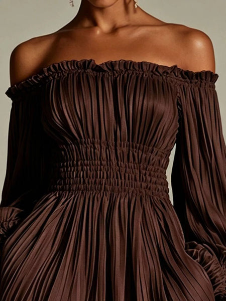 Off-Shoulder Pleated Mini Dress - alternate view 6