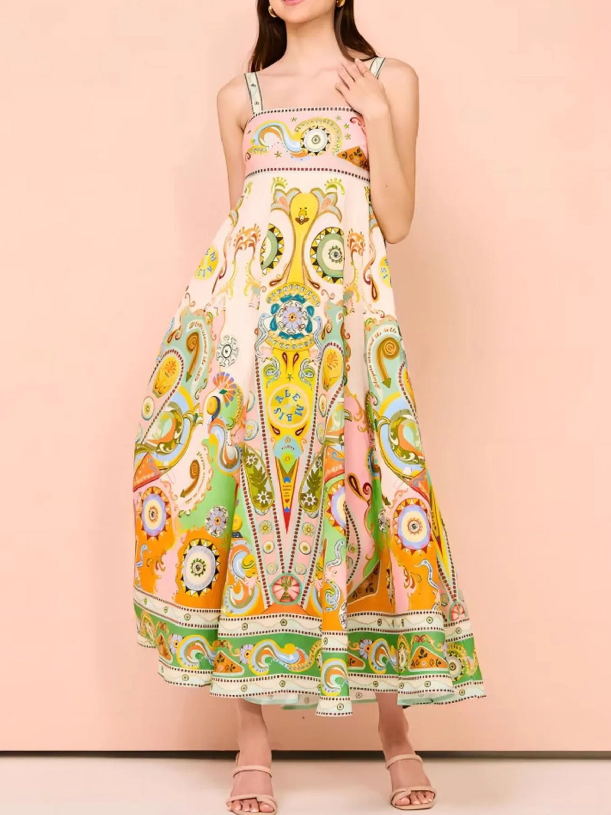 Paisley Print Square Neck Summer Dress - alternate view 5