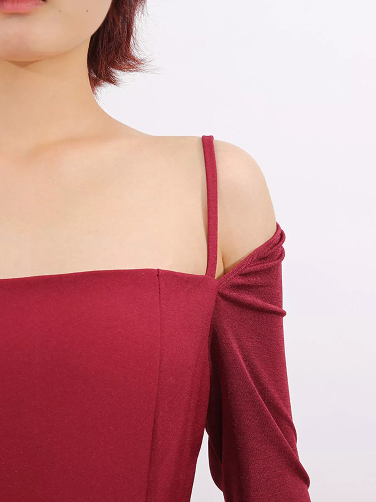 Slit Spaghetti Strap Long Sleeve Dress - alternate view 8