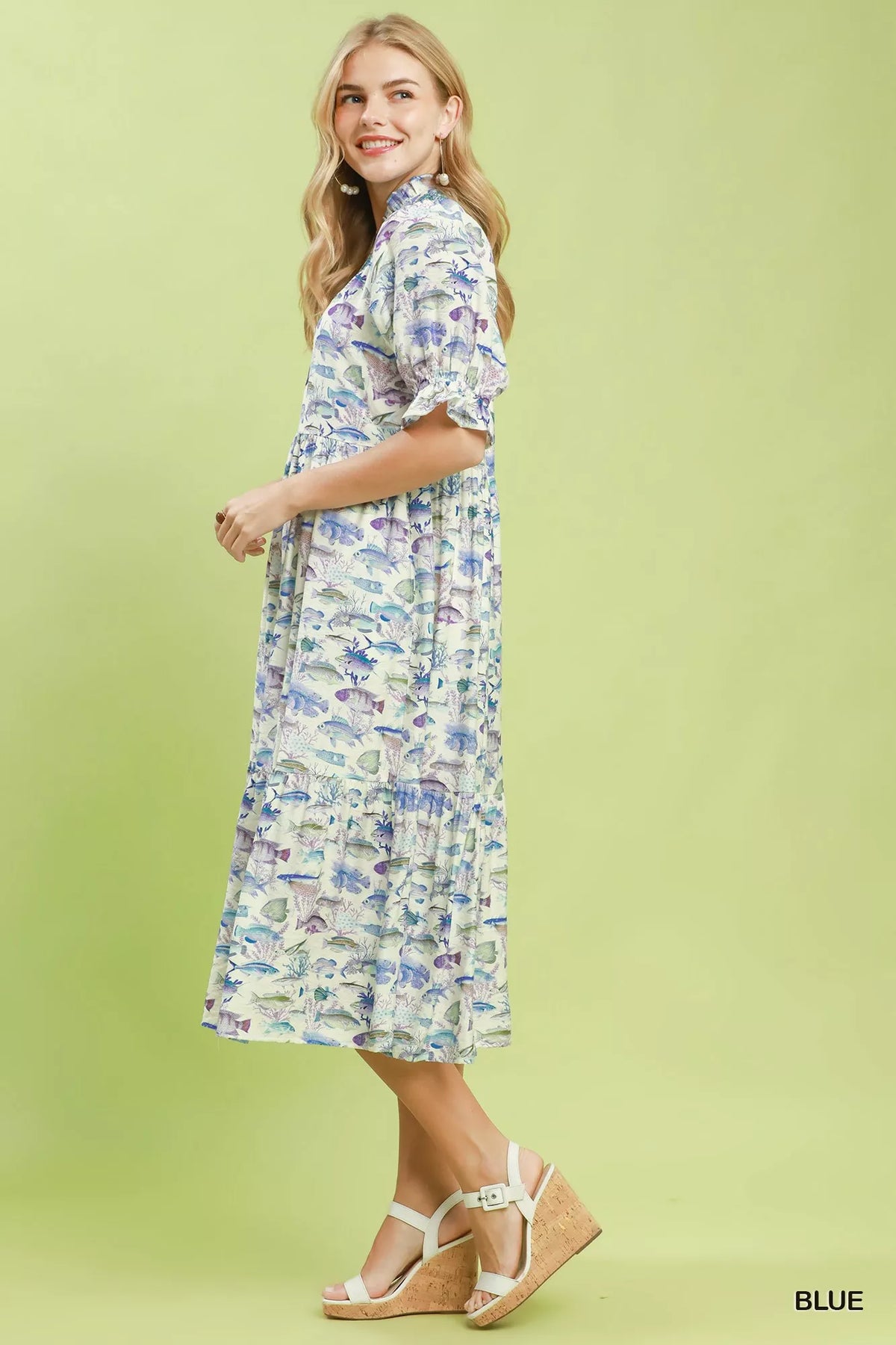 Print Tiered Midi Dress - alternate view 2