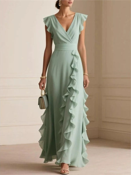 Ruffled Surplice Maxi Dress