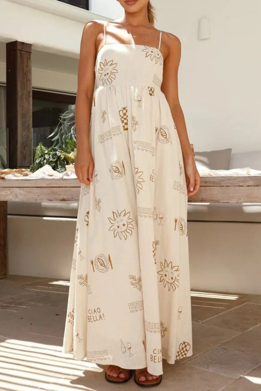 Printed Square Neck Sleeveless Maxi Cami Dress - alternate view 5