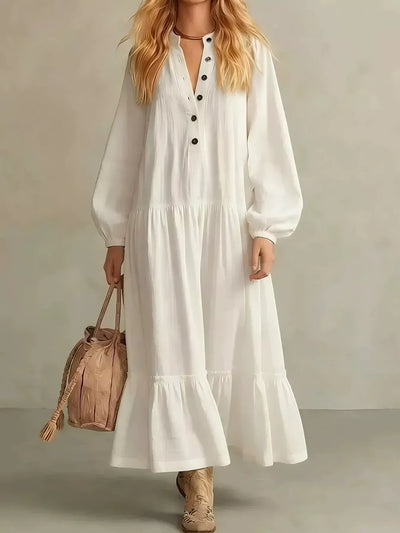 Button Front Tiered Maxi Dress