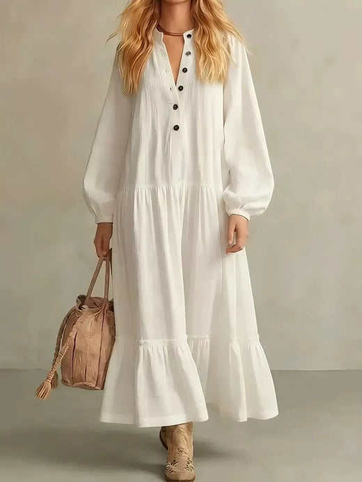 Button Front Tiered Maxi Dress