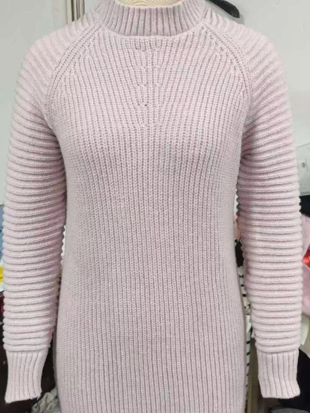 Full Size Turtleneck Raglan Sleeve Sweater Dress Plus Size - alternate view 3