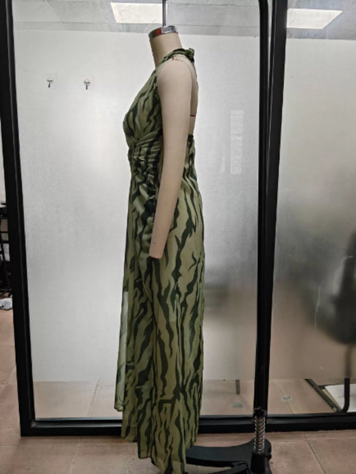 Halter Neck Ruched Maxi Dress - alternate view 6