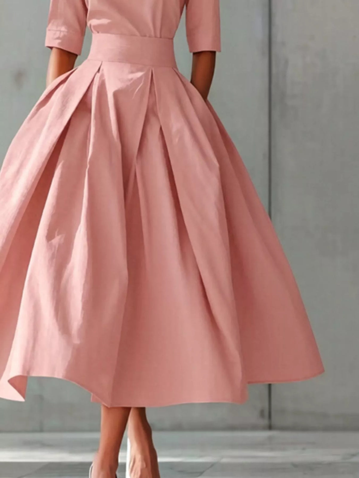 Round Neck A-Line Midi Dress - alternate view 5