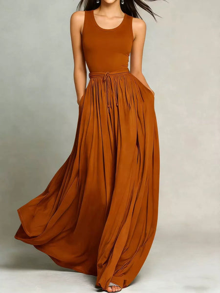 Sleeveless Solid Color Maxi Dress - alternate view 2