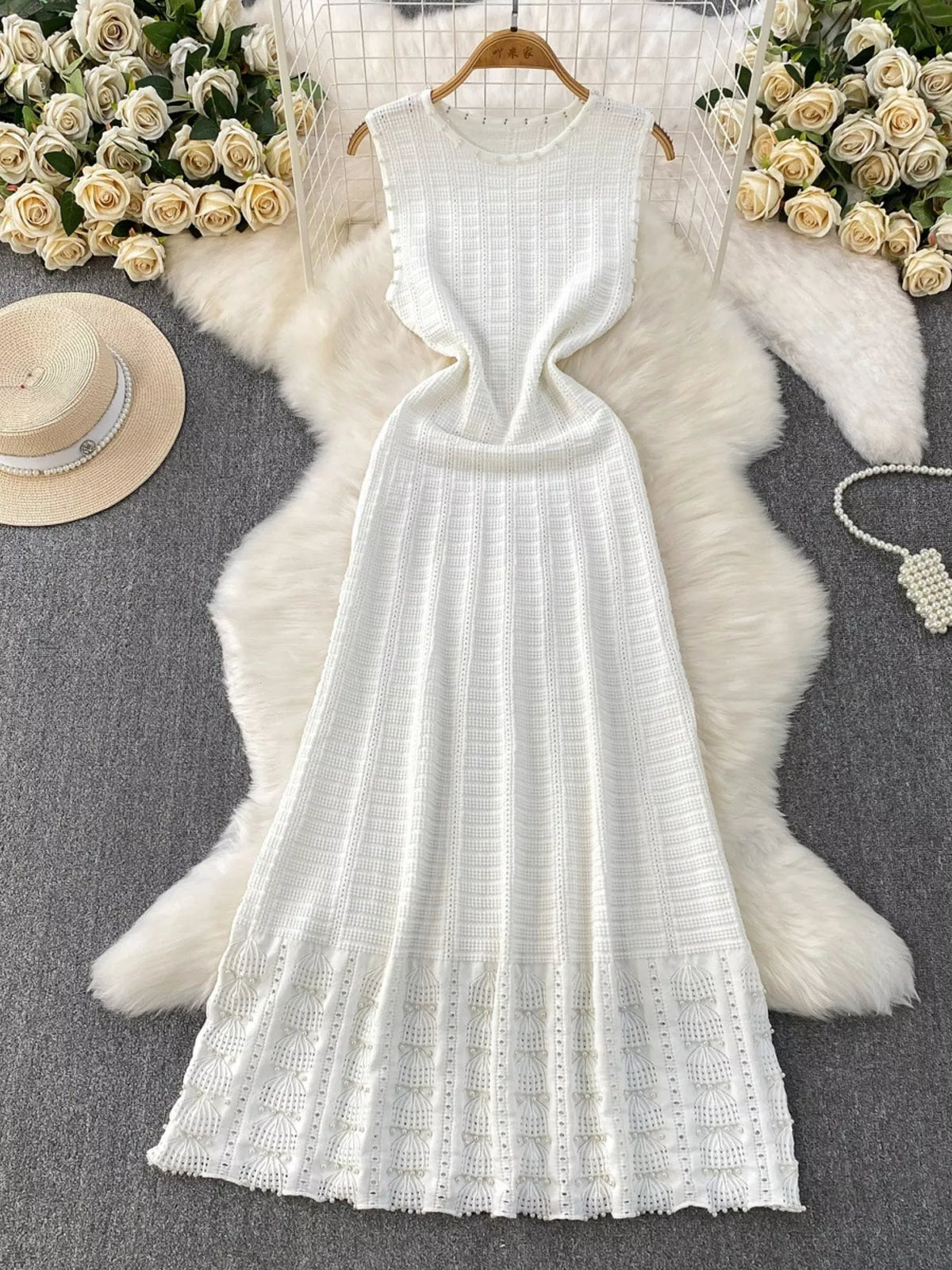 Textured Knit Sleeveless Midi Dress - alternate view 19