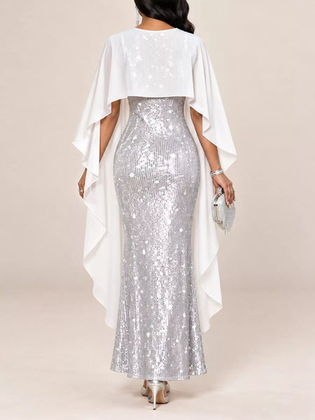 Sequin Cape Overlay Evening Dress - alternate view 33