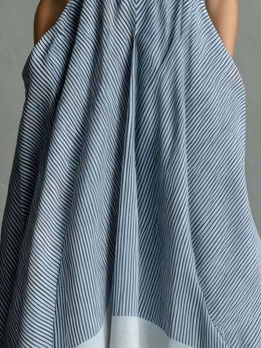 Striped Halter Neck Maxi Dress with Pockets - alternate view 6