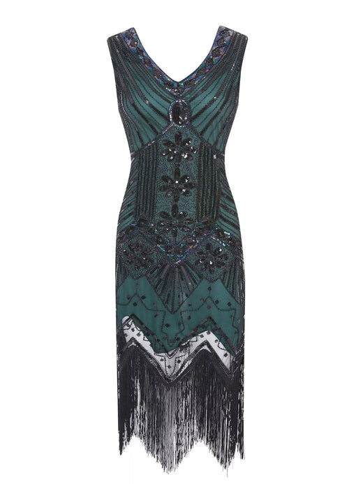 Full Size Sequin Fringe Hem Sleeveless Dress Plus Size - alternate view 4