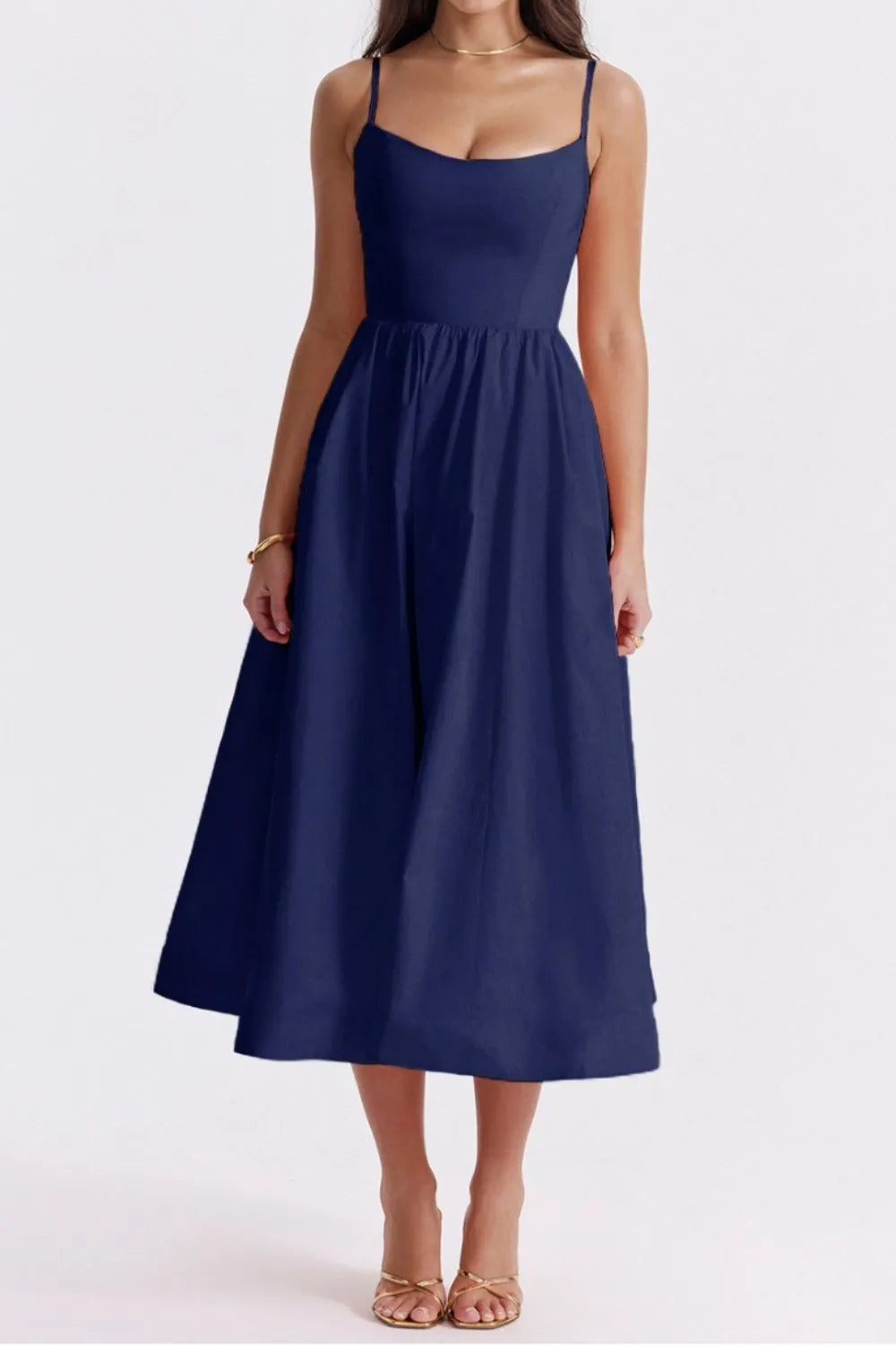 Floral Print Spaghetti Strap Midi Dress - alternate view 20