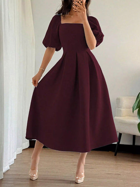 Square Neck Flutter Sleeve Midi Dress - alternate view 5