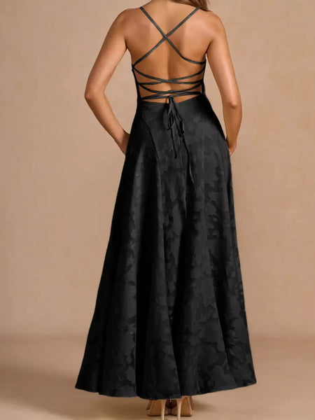 Lace Up Back Spaghetti Strap Maxi Dress - alternate view 4
